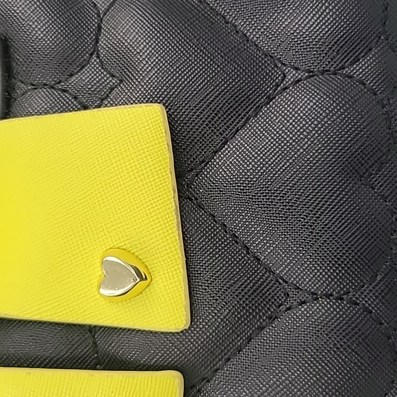 Betsey Johnson quilted heart bag w/ bow satchel lime crossbody hand bag - Picture 4 of 6